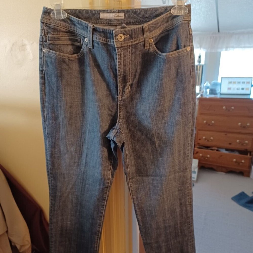 Chicos Platinum Womens Jeans Size 0.5 Short Blue Denim Med Wash